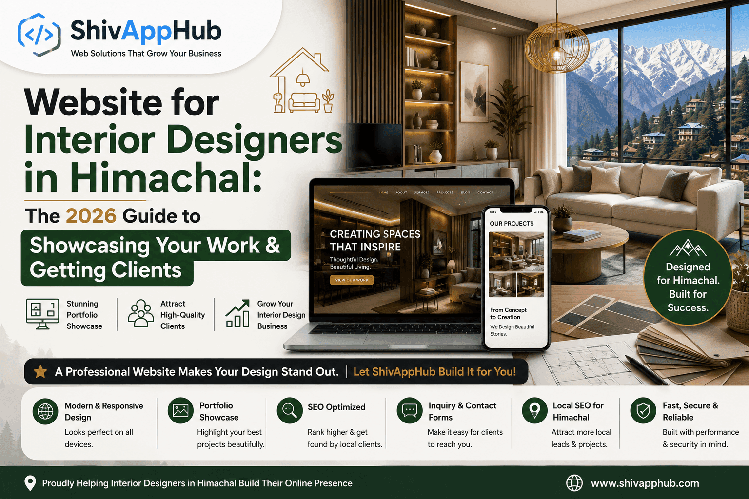 Website for Interior Designers in Himachal: The 2026 Guide to Showcasing Your Work & Getting Clients
