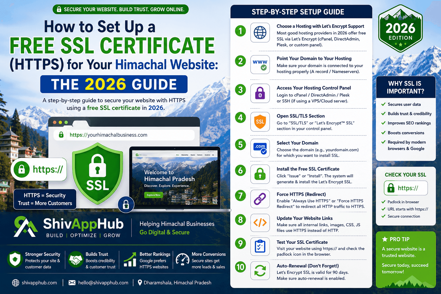 How to Set Up a Free SSL Certificate (HTTPS) for Your Himachal Website: The 2026 Guide