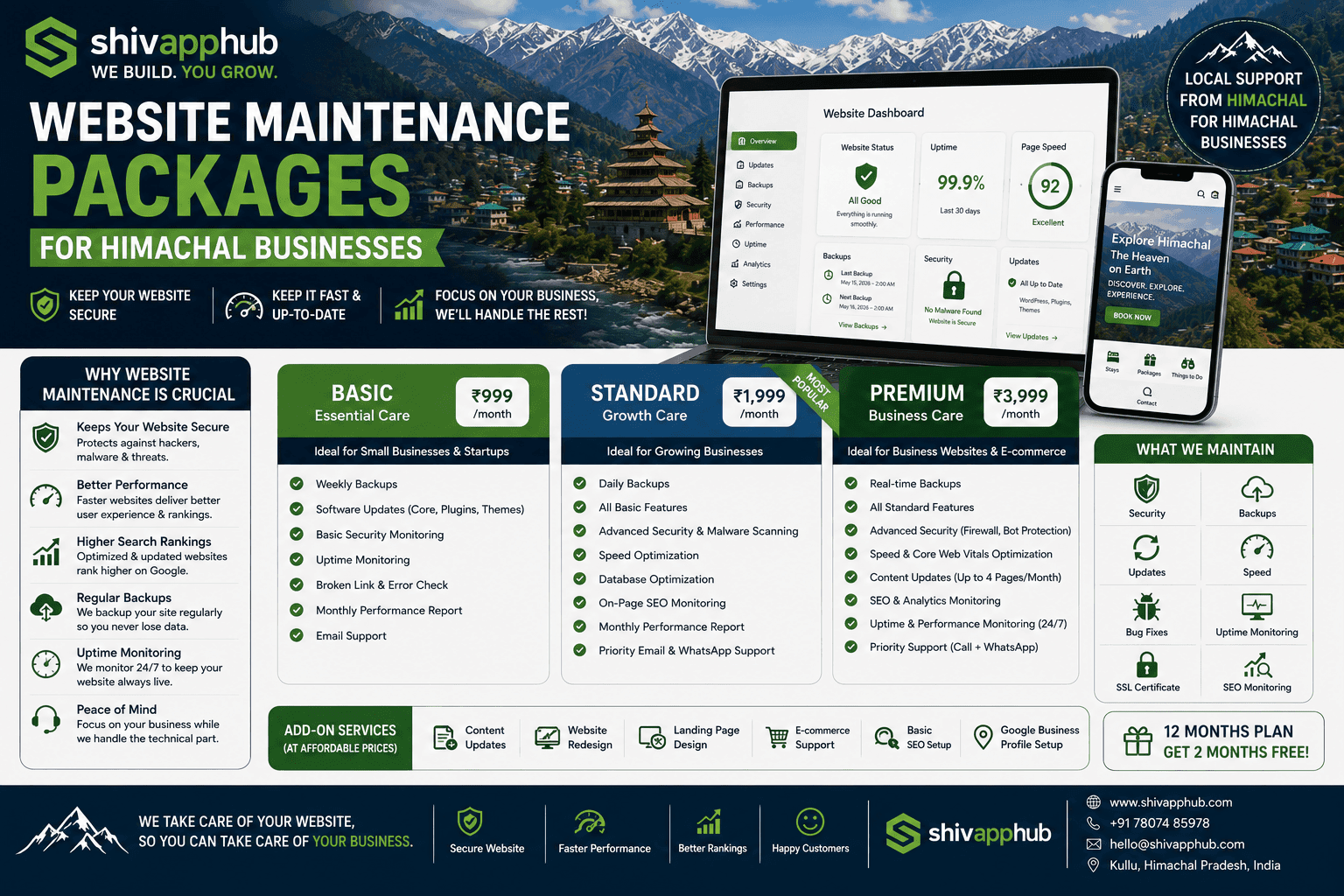 Website Maintenance Packages for Himachal Businesses in 2026: Keep Your Site Secure, Fast & Updated
