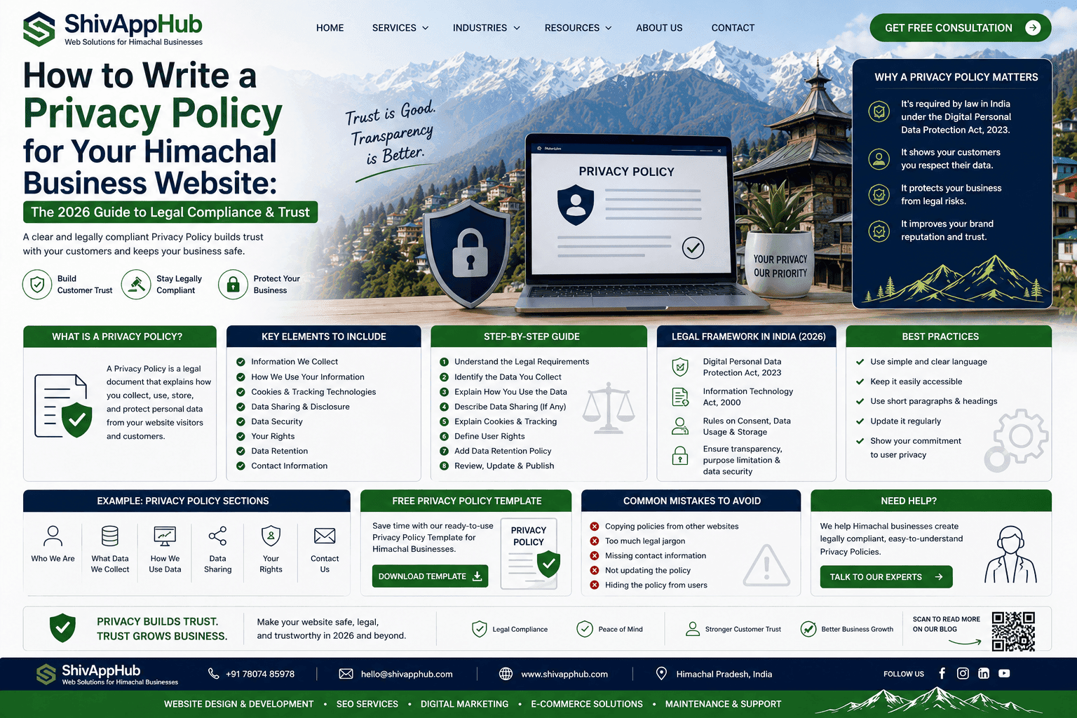 How to Write a Privacy Policy for Your Himachal Business Website: The 2026 Guide to Legal Compliance & Trust